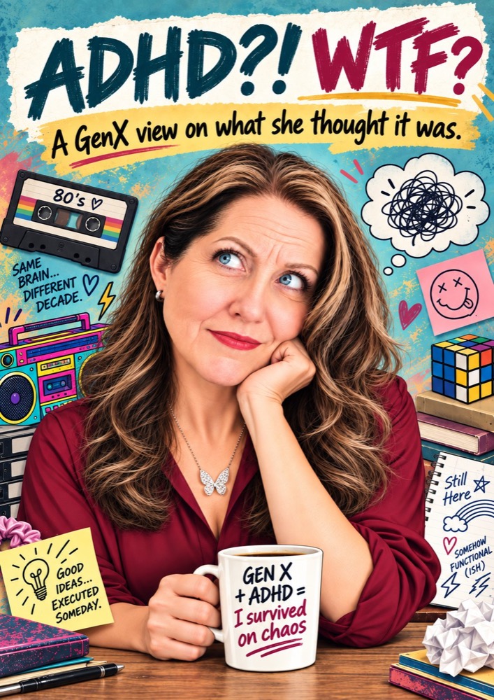 ADHD?! WTF? A GenX view on what she thought it was. Book cover.